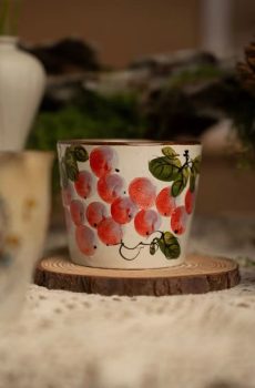 Hand-painted Red Fruit Ceramic Cup